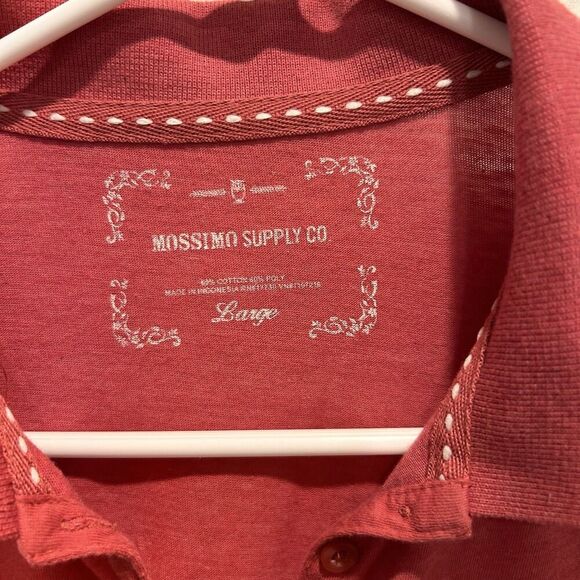 Womens Vintage MOSSIMO SUPPLY CO Short Sleeve Red Slim Fit  Polo Large - Picture 3 of 4